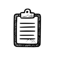 Rough Outline Clipboard Paper Sheet Handdrawn Style Isolated Document Icon vector