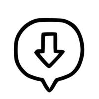 Simple Handdrawn Downward Arrow in Speech Bubble Shape Element Icon vector