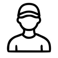 Simple Line Person with Cap Icon Profile Graphic Element vector