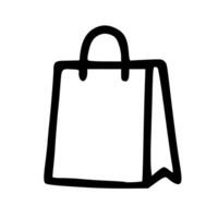 Simple Outline Handdrawn Shopping Bag Graphic Element Isolated Icon vector