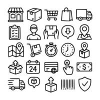 Handdrawn Outline Set of Delivery and E-Commerce Icon Element Pack vector
