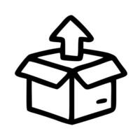 Simple Handdrawn Outlined Box with Arrow Up Shipping Package Icon vector