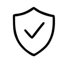 Simple Outline Safety Shield with Check Mark for Security Icon vector