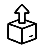 Simple Hand Drawn Outline Box with Arrow Pointing Upward Icon Graphic vector