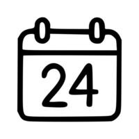 Hand Drawn Bold Line Calendar with Date Twenty Four Icon Element vector