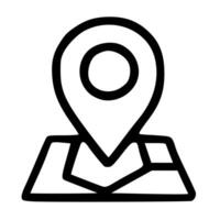 Simple Outline Handdrawn Location Pin Pointer on Map Icon Element vector
