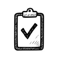 Simple Hand Drawn Checkmark on Clipboard Sign Shape Icon Element vector