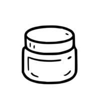 Simple Outline Handdrawn Jar with Label Healthcare and Beauty Product vector