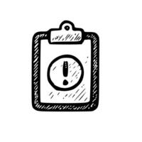 Sketchy Style Attention Clipboard Sign with Exclamation Mark for Announcement vector