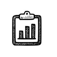 Handdrawn Sketchy Clipboard with Bar Graph Isolated Statistics Business Icon vector