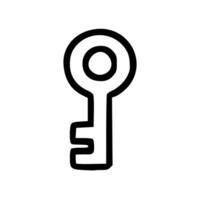 Simple Handdrawn Outline Vintage Key Icon Shape for Security vector