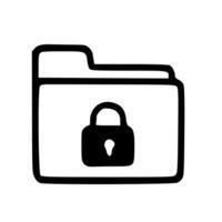 Simple Outline File Folder with Padlock Icon Symbol Illustration vector