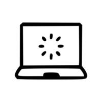Simple Line Art Laptop with Loading Icon Screen Illustration vector
