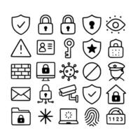 Simple Line Security and Protection Element Shape Icon Set Collection vector