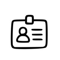 Handdrawn Simple Outline Identity Card Employee Badge Icon Design vector