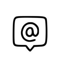 Handdrawn Simple Email At Sign Symbol Inside Speech Bubble Shape Icon vector