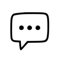 Simple Outline Handdrawn Chat Bubble with Dots Communication Icon vector