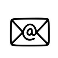 Simple Handdrawn Envelope with At Sign Symbol Isolated Illustration Element vector