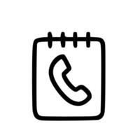 Handdrawn Simple Phone Book Contact List Notebook Icon Outline Style vector