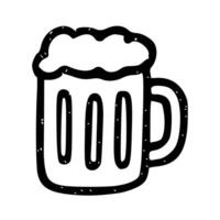 Simple Handdrawn Beer Mug Illustration with Foam and Black Outline vector