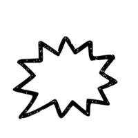 Handdrawn Black and White Star Burst Shape Sign Isolated Element vector