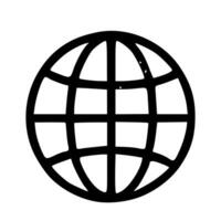Simple Outline Handdrawn Globe Grid Sphere World Earth Icon Shape vector