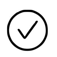 Simple Outline Handdrawn Circle Checkmark Graphic Approval Sign Shape Icon vector