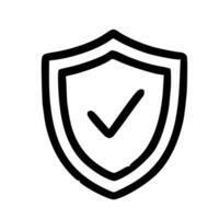 Simple Outline Shield Checkmark Protection Security Symbol Shape Icon Element vector