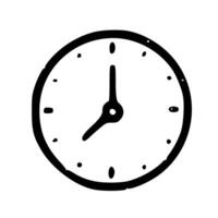 Simple Handdrawn Round Analog Clock Time Sign Doodle Icon vector