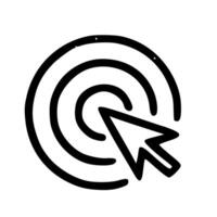 Simple Outline Handdrawn Target and Arrow Pointer Cursor Symbol Icon vector