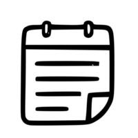 Simple Outline Handdrawn Calendar Page with Corner Fold Icon Illustration vector