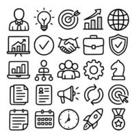 Handdrawn Outline Business and Management Icon Element Set Collection vector