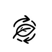 Simple Handdrawn Leaf Recycle Symbol Icon with Arrows Circulation Element vector