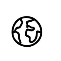 Simple Handdrawn Outline Earth Globe World Map Doodle Icon Element vector