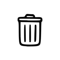 Simple Outline Sketch Trashcan Garbage Container Bin Symbol Icon vector