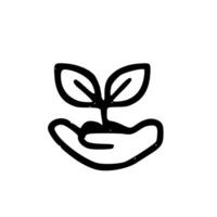 Simple Outline Handdrawn Sprout in Hand Graphic Design Icon Element vector