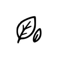 Simple Handdrawn Black Outline Leaf Icon with Seedling Shape vector