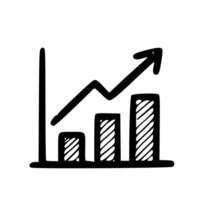 Handdrawn Doodle Style Financial Growth Chart with Arrow and Bars Icon vector