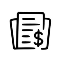 Simple Handdrawn Finance Report with Dollar Sign in Sketch Style Icon vector