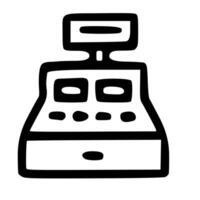 Simple Line Style Cash Register Icon Symbol for Commerce and Retail vector