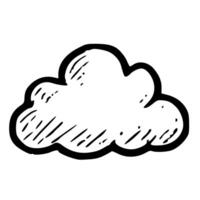 Hand Drawn Black Outline Simple Cloud Shape Weather Icon Graphic vector