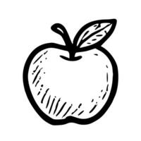 Handdrawn Sketch Style Single Apple with Leaf Illustration Element vector