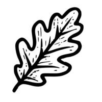 Handdrawn Bold Outline Oak Leaf Simple Icon Graphic Element vector