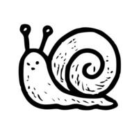 Handdrawn Black Outline Snail Simple Illustration Graphic Design Element vector