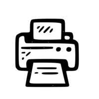 Handdrawn Simple Printer Machine with Paper Output Device Icon vector