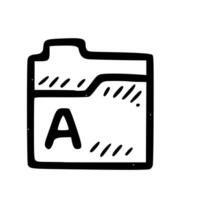 Handdrawn Simple Outline Folder with A Letter Icon Illustration vector