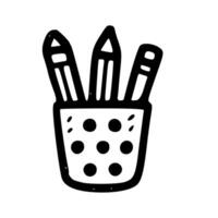 Handdrawn Simple Pencil Holder with Dot Pattern Desk Element Illustration vector