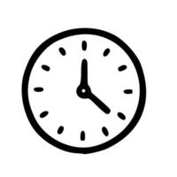 Simple Handdrawn Round Face Clock Showing Time Management Icon vector