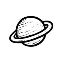 Simple Handdrawn Isolated Planet Saturn with Ring Doodle Style Icon vector