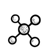 Rough Handdrawn Molecule Structure with Circles Science Atom Icon vector